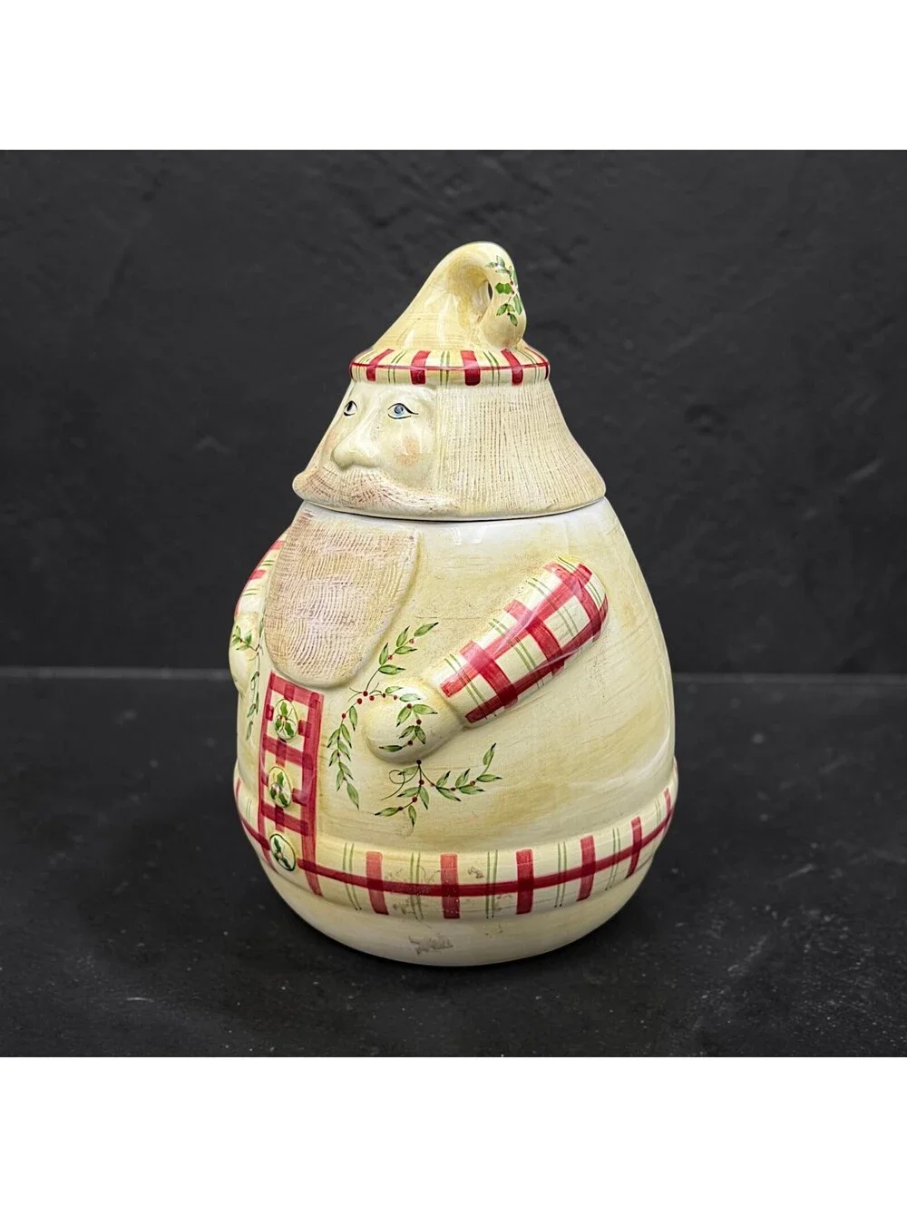 Large Vtg Laurie Gates Los Angeles Pottery Santa Cookie Jar Christmas Canister